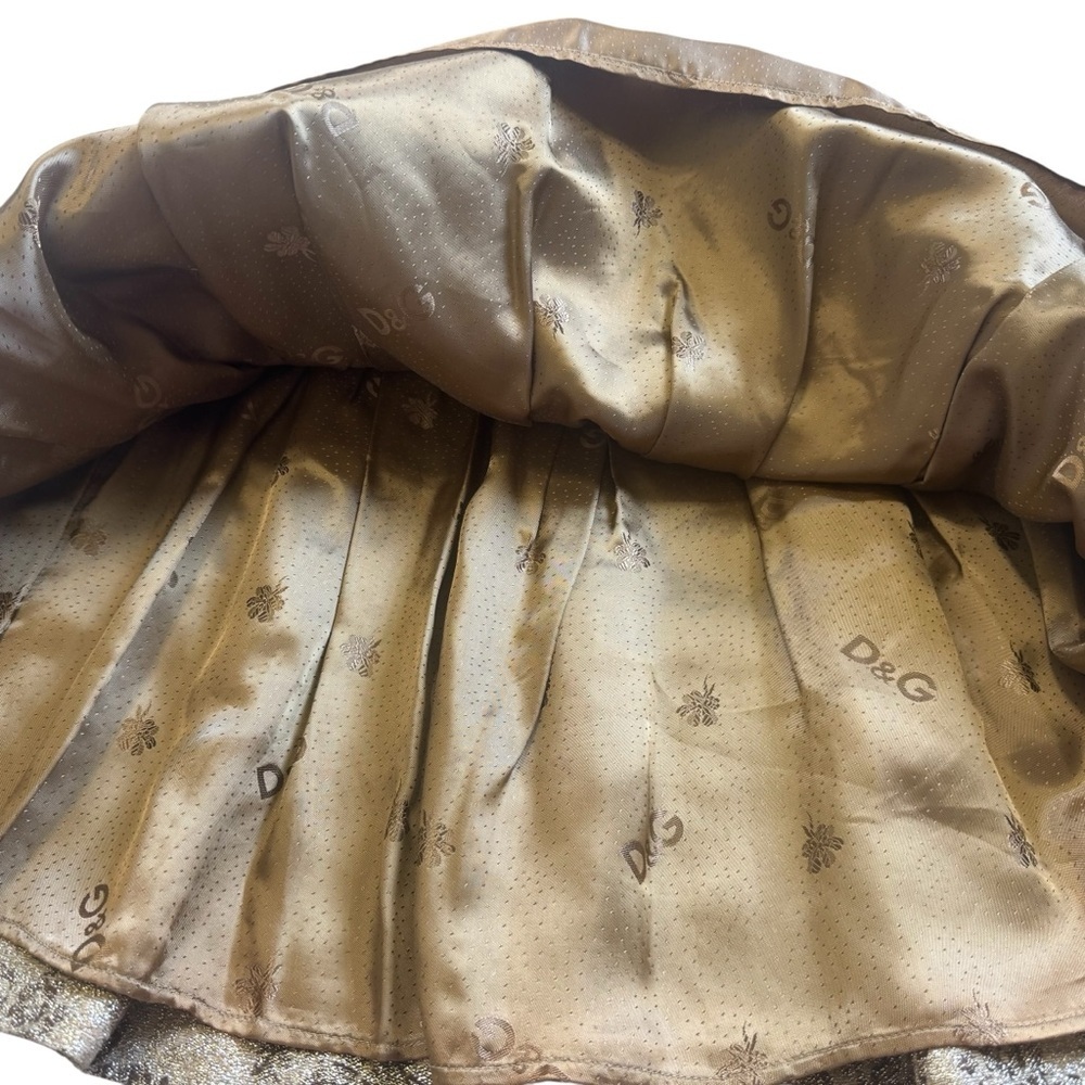 Dolce & Gabbana Gold and Black Foil Floral A-Line Skirt, Certified Authentic - Picture 3 of 13